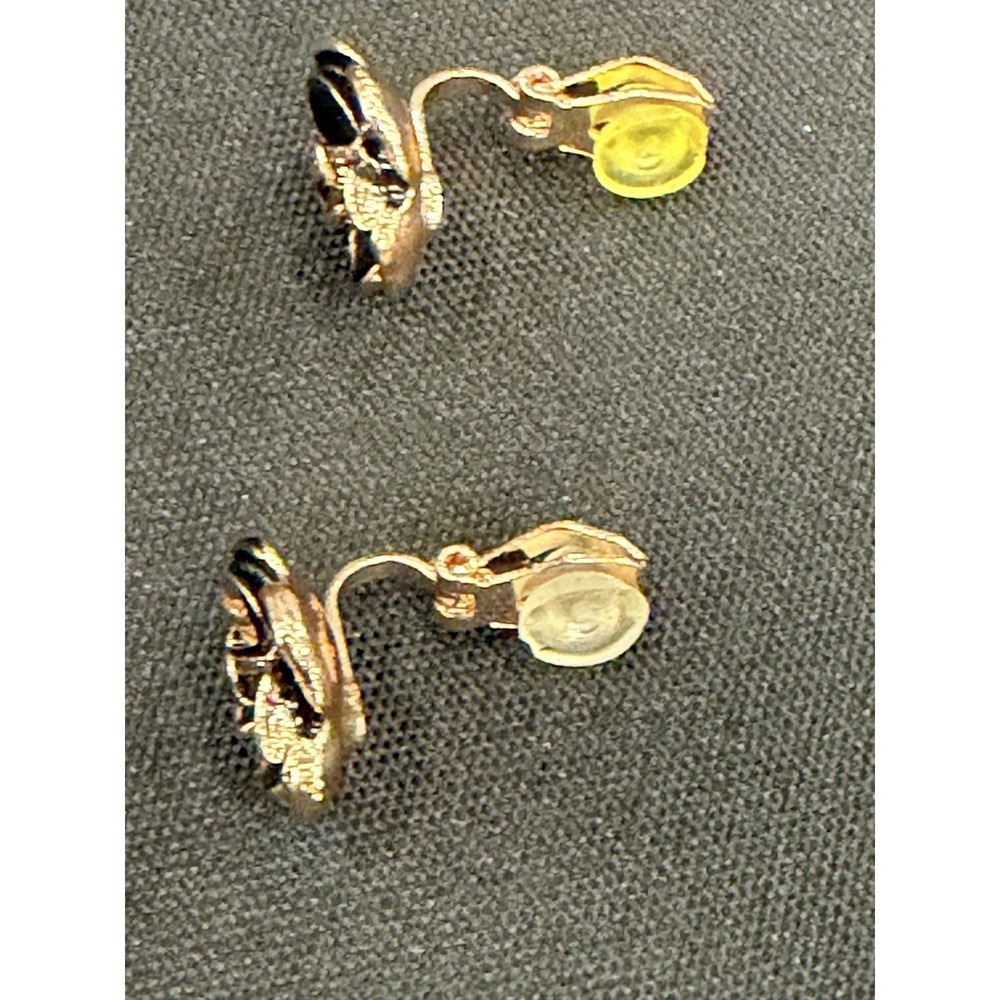 Black Rose Flower Clip On Earrings for Women Non Pierced Earrings Rose Gold Tone - Picture 6 of 7